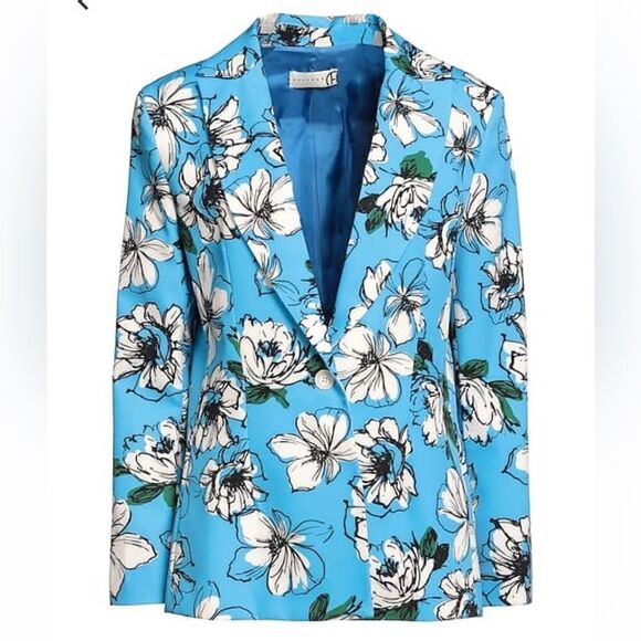 Haveone. Blue floral suit. Jacket with pants - Picture 4 of 10